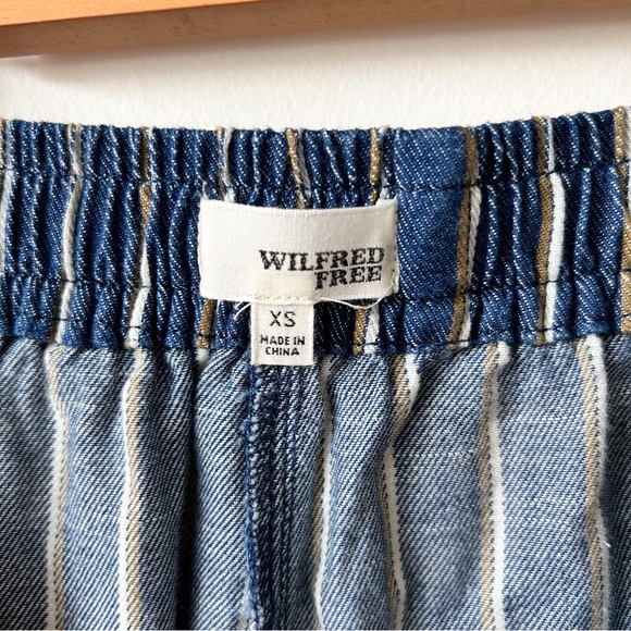 Aritzia Wilfred Free Vertical Striped Shorts Drawstring High Waist Blue Size XS - Picture 6 of 7